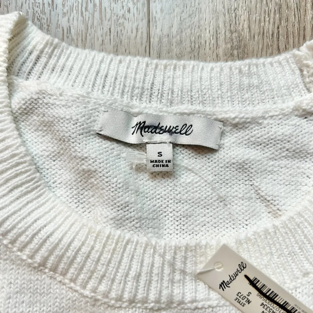 Madewell Crochet-Trim Crop Sweater Tank in Lighthouse White Size S NWT - Image 10