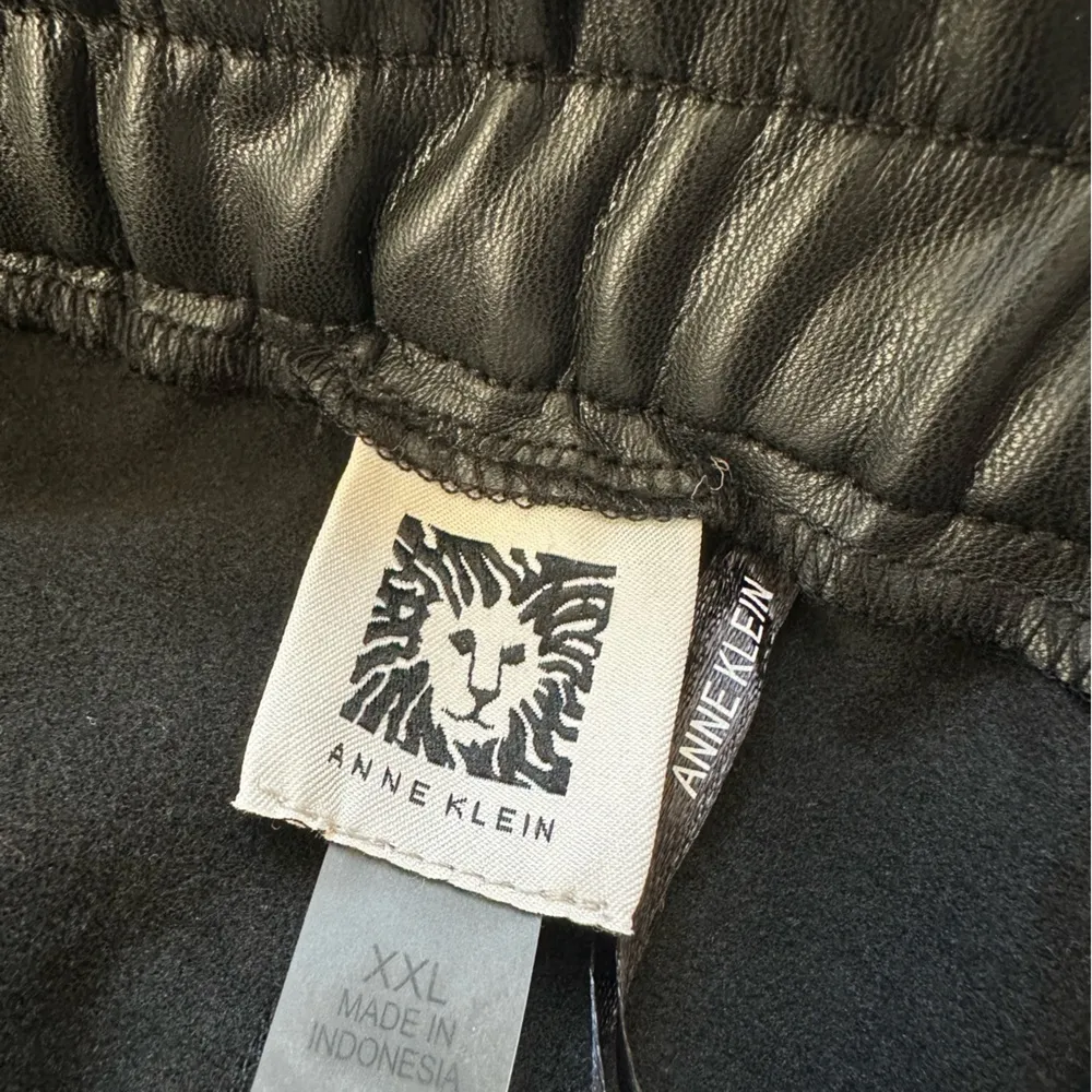 NEW Ann Klein Pull On Cinched Waist Faux Leather Pants Size XXL Black Gorpcore - Image 8