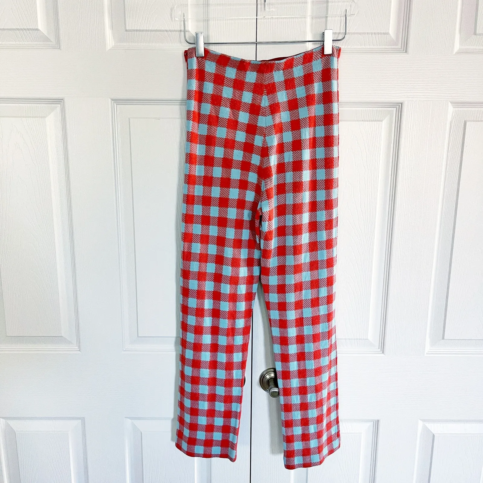 Staud Avalanche Blue Gingham Plaid Knit Pants - Image 6
