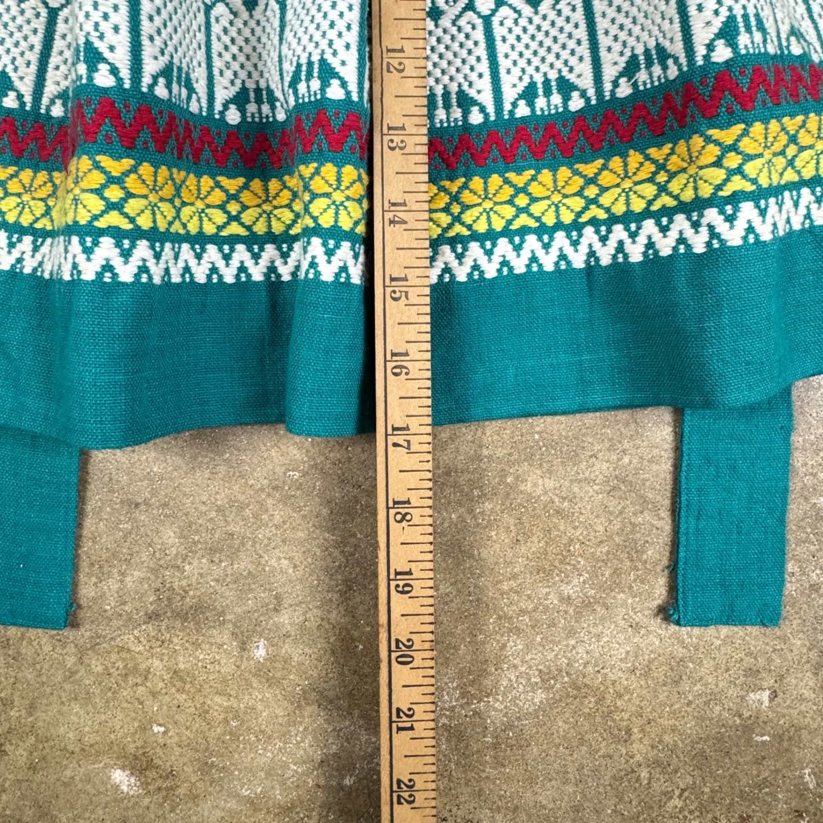 Vtg LaRegional Handwoven Skirt Womens Size 24 Folk Art Teal Multicolor Guatemala Green - Image 9