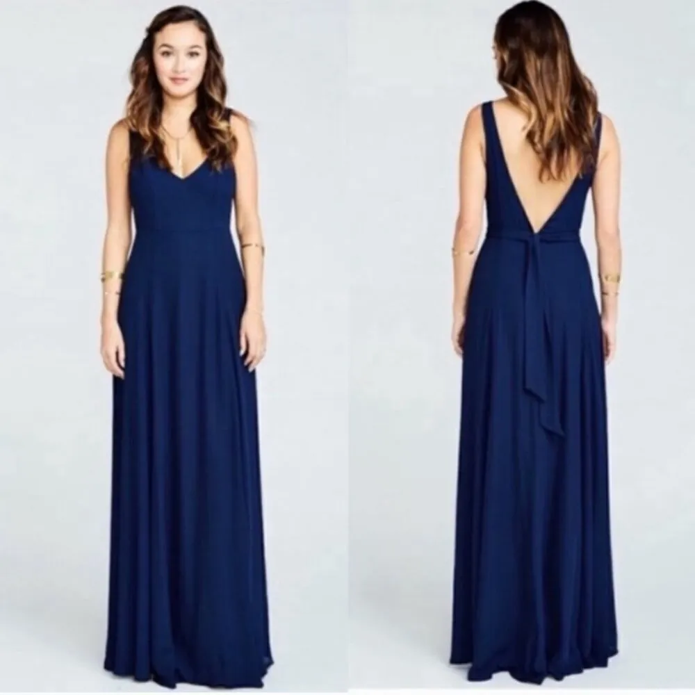 Show Me Your Mumu Maxi V-neck Navy Blue Formal Dress‎ Size XS Brand New - Image 6