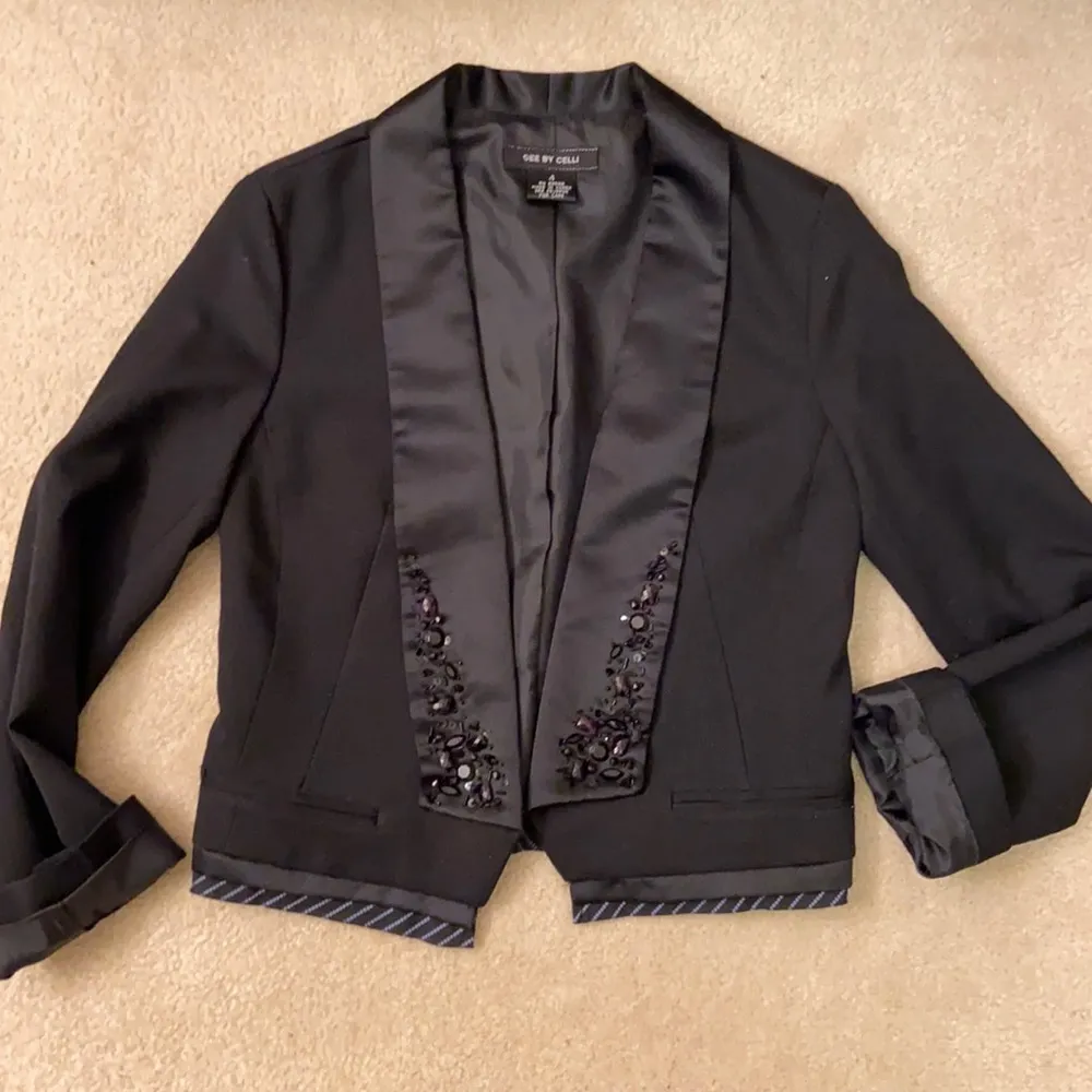 Cropped tuxedo jacket. S Black - Image 2