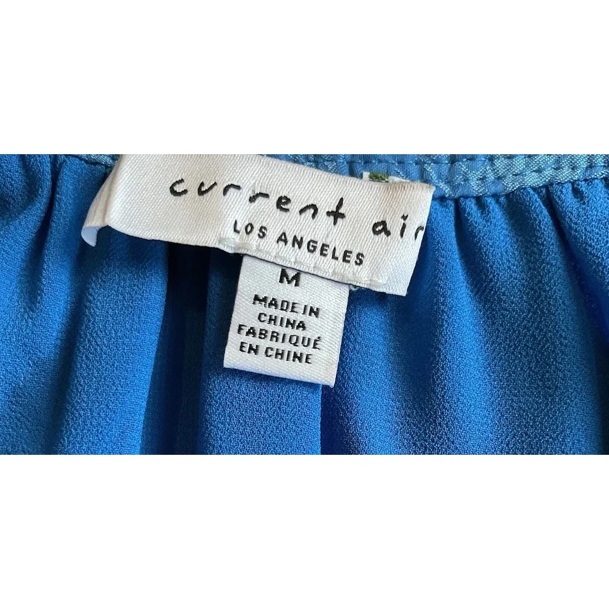Current Air Los Angeles Blue Frond Palm Ruffle Pleated Mini Dress Sz Medium‎ - Image 12