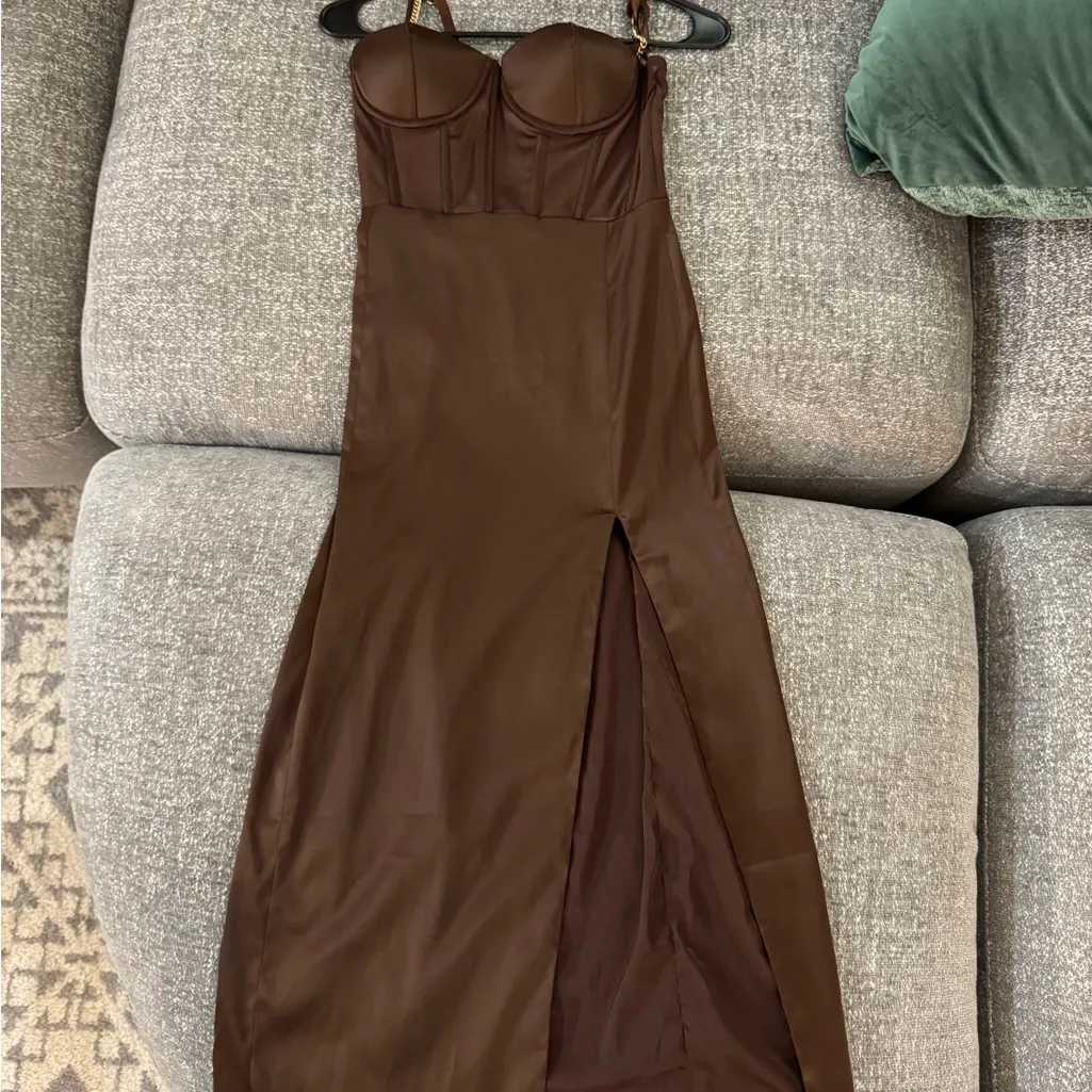 Meshki Brown Corset Dress - Image 3