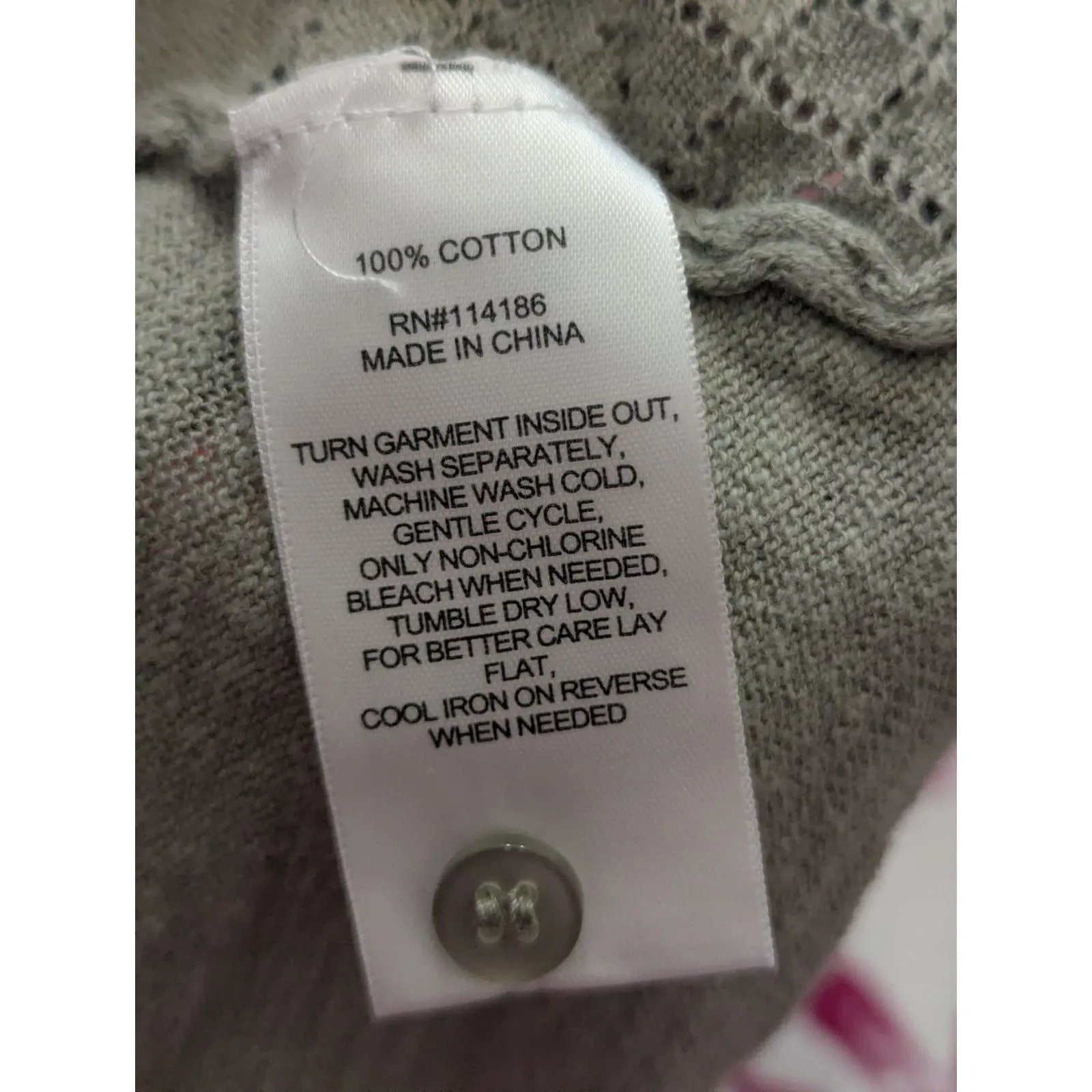 Frye Pointelle Knit Cardigan XL Sage Green Scalloped Edge Coastal Grandmother - Image 5