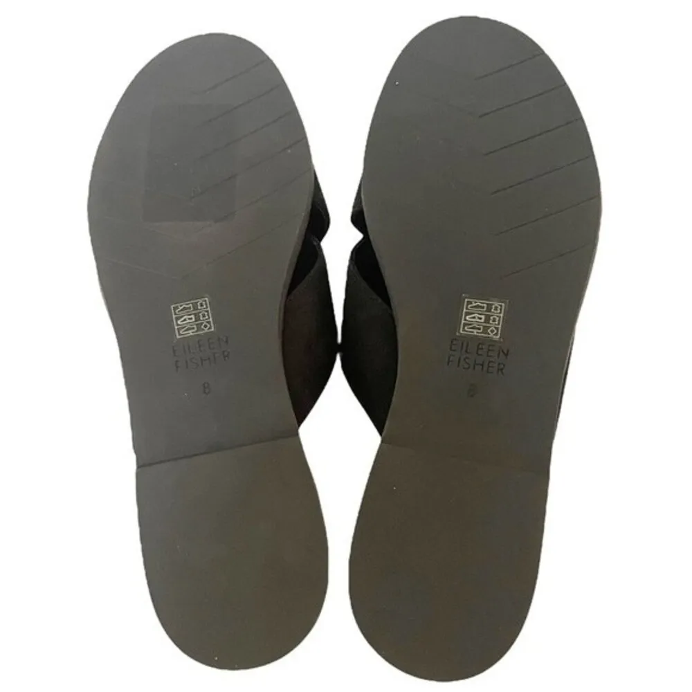 NEW Eileen Fisher Cross Strap Sandal Black Suede Size 8 Minimalist Slides NWOT - Image 12