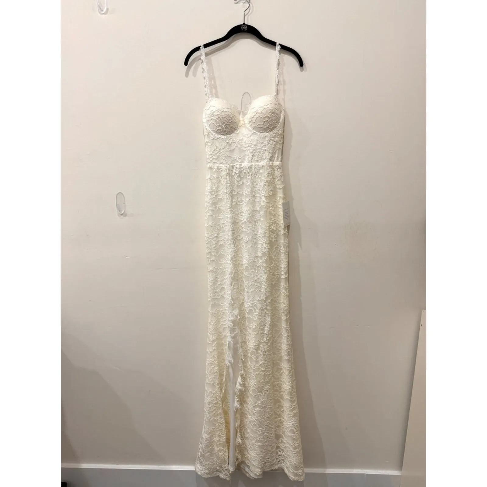 NWT Alamour Caliana Lace High Slit Bustier Gown Dress White Women's Size Medium - Image 2