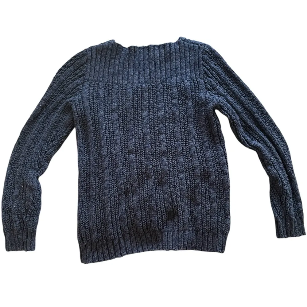 GUC Jones New York Navy 100% Cotton ribbed cable knit crewneck sweater, M - Image 2