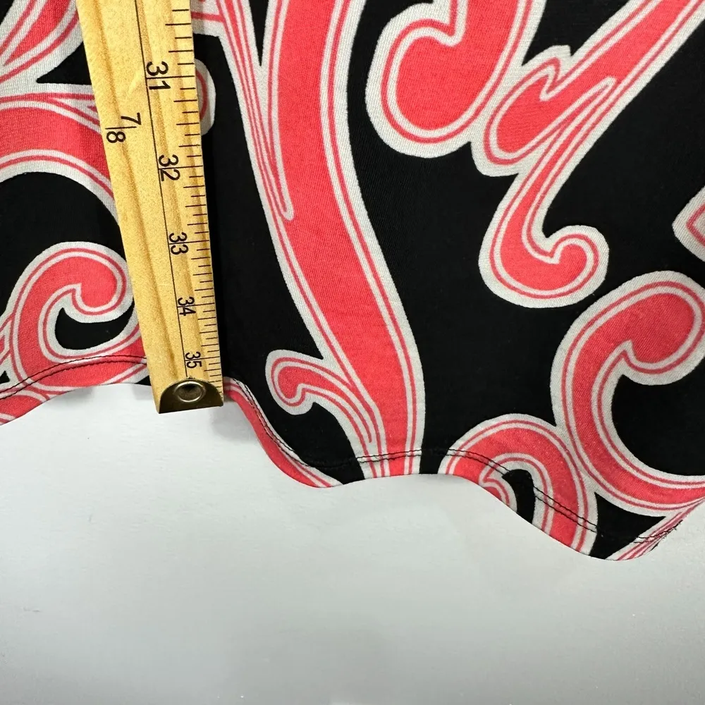 Style And Co Mini Dress Women L Stretch Floral Swirl Black Orange Y2K Retro Boho Size L - Image 3