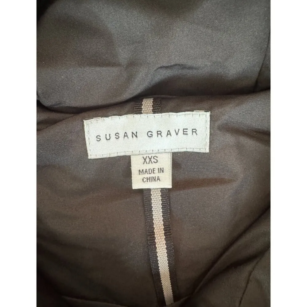 Susan Graver Water Resistant Quilted Puffer Jacket Black XX-Small NWOT Hooded - Image 14