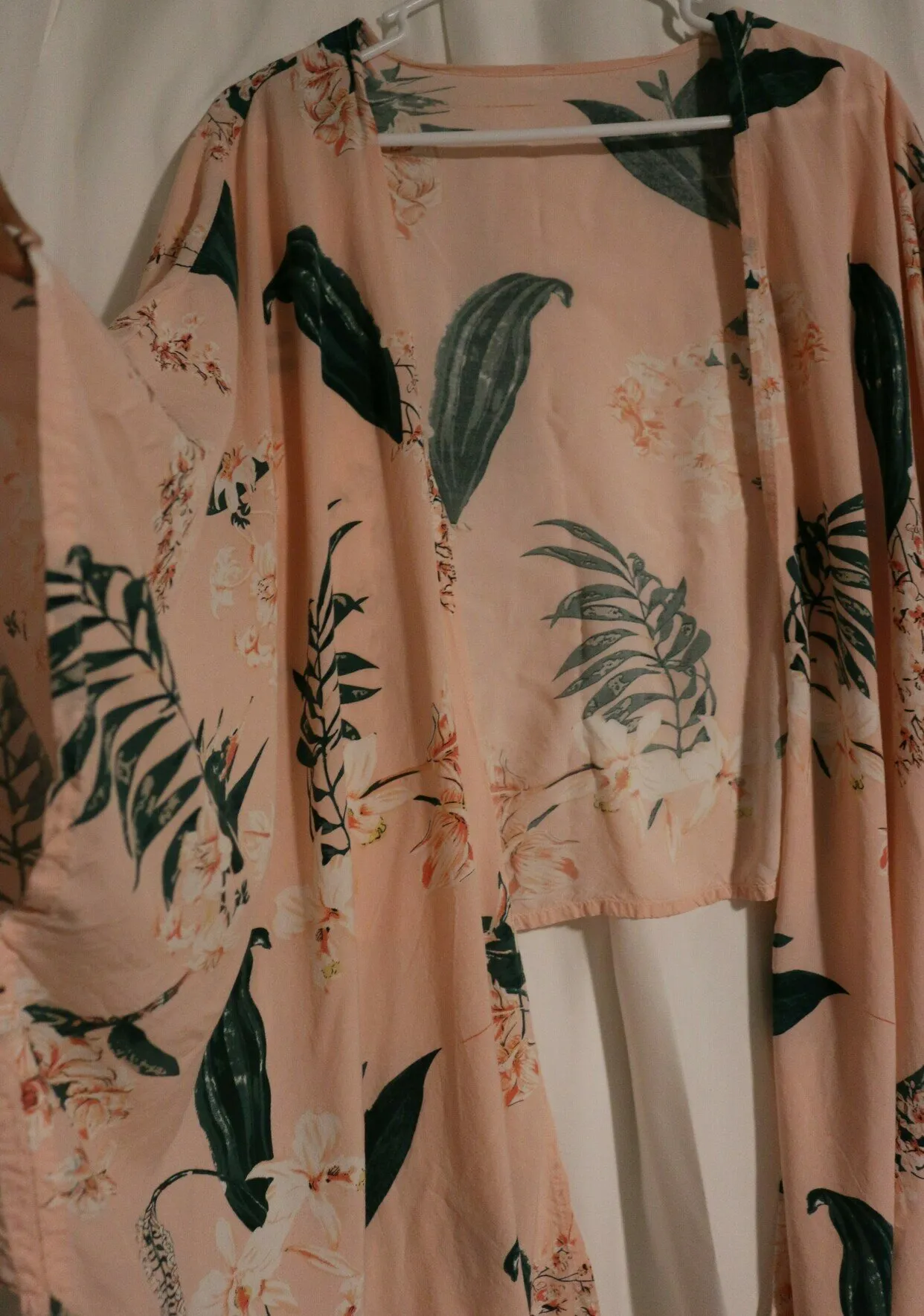 x small Kimono Style Pajama Set Modest Pink and Green Floral 2 PC Size XS - Image 5