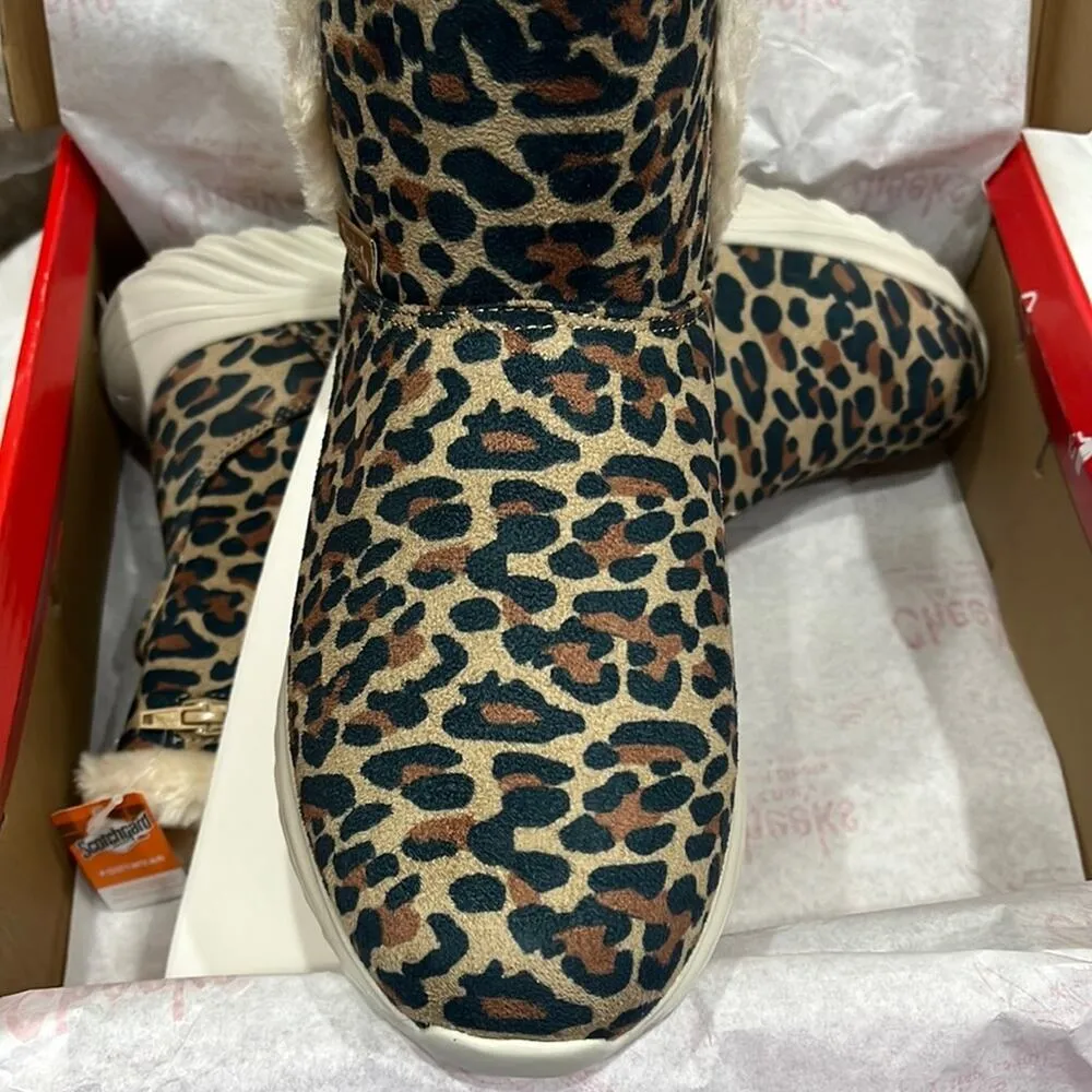Animal Print Winter Boots Womens 9 Wide Fit Everyday Walking Shoe Cheetah Print Brown - Image 10