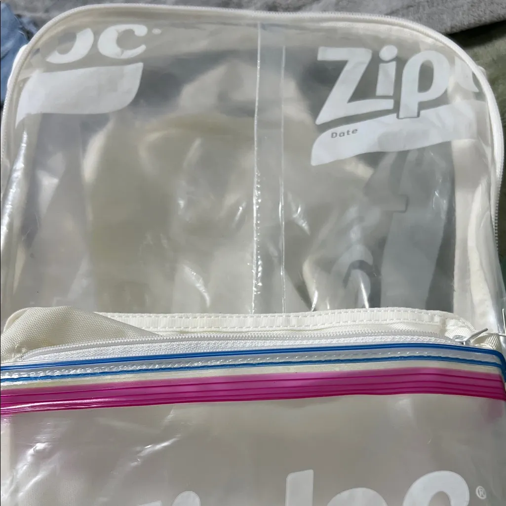 Clear Backpack with Pink and Blue Accents White - Image 2