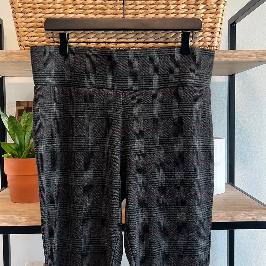 Tahari High-Rise Plaid Knit Pull On Pant, Large - Image 2