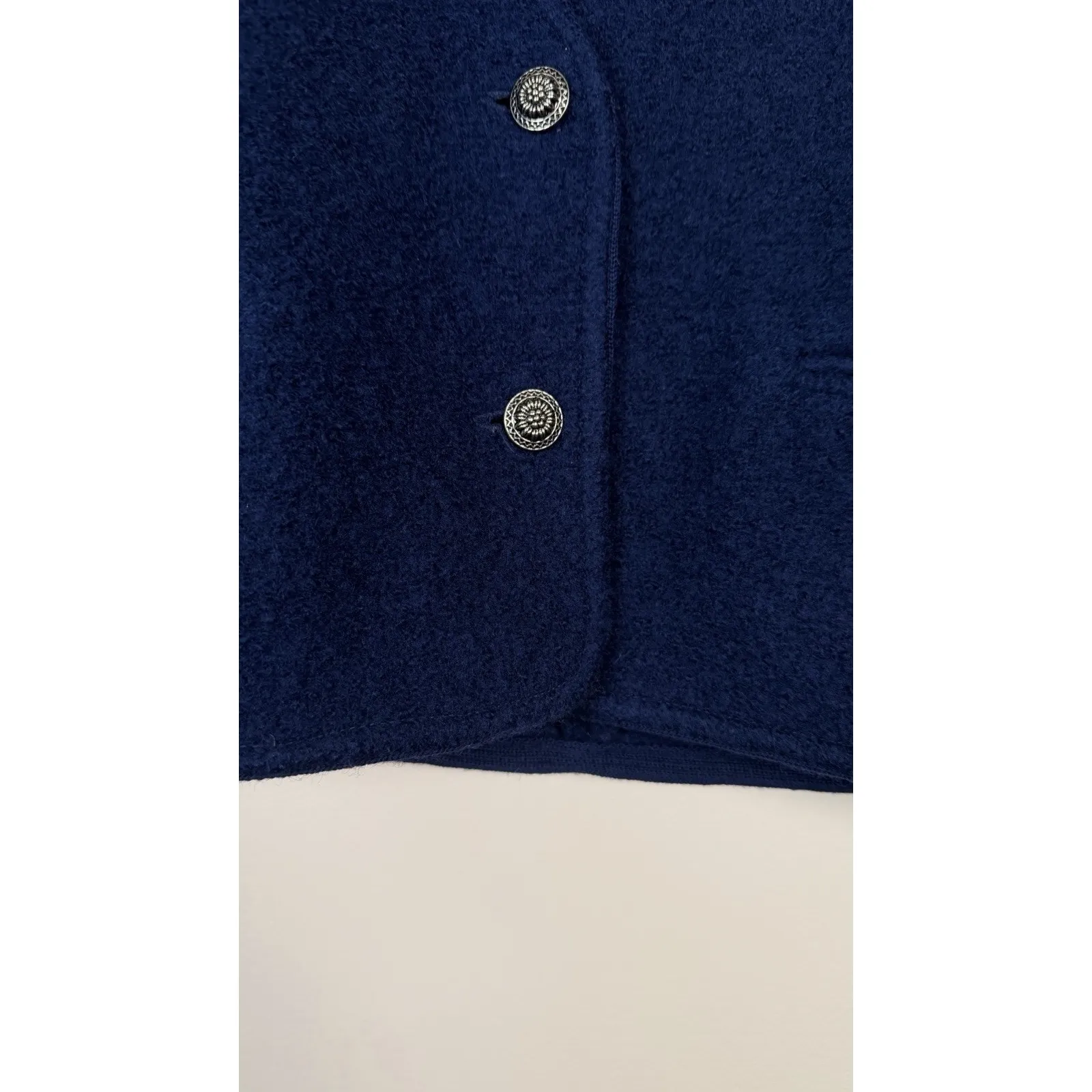 Allen Lolly Vintage Virgin Wool Navy Blue Button Down Jacket‎ Women's Size 10 - Image 2