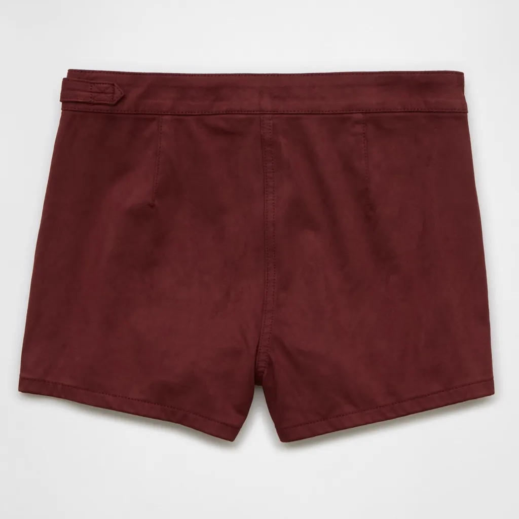 American Eagle High Rise Faux Suede Burgundy Wrap Skort - Image 5