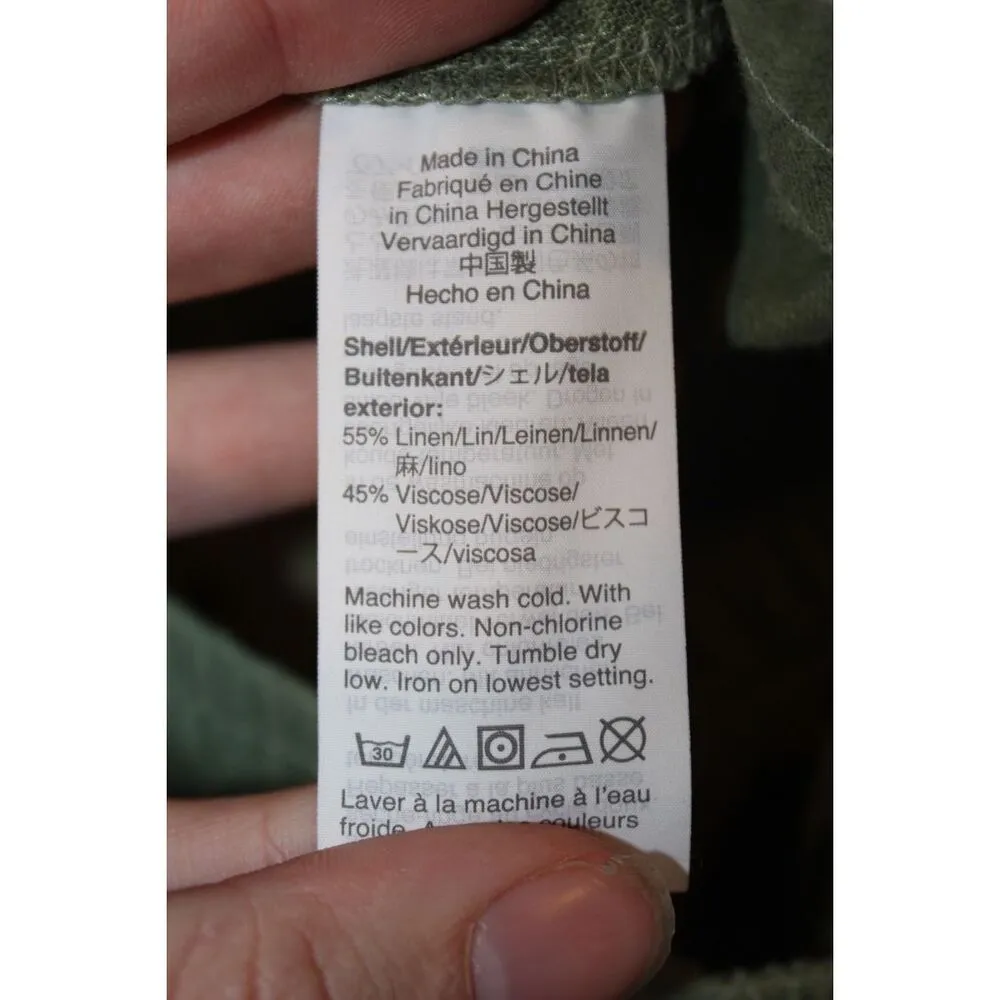 Womens J Crew Drawstring AL588 Faded Moss Green Linen Pull-On Shorts Size XXS - Image 5