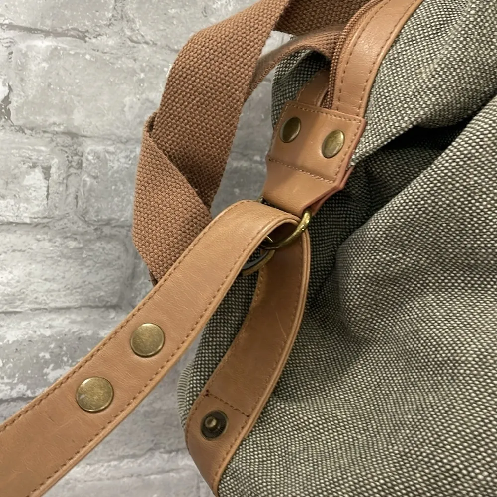 Mossimo Supply Co. Green and Brown Travel Bag with Leather Accents - Image 2