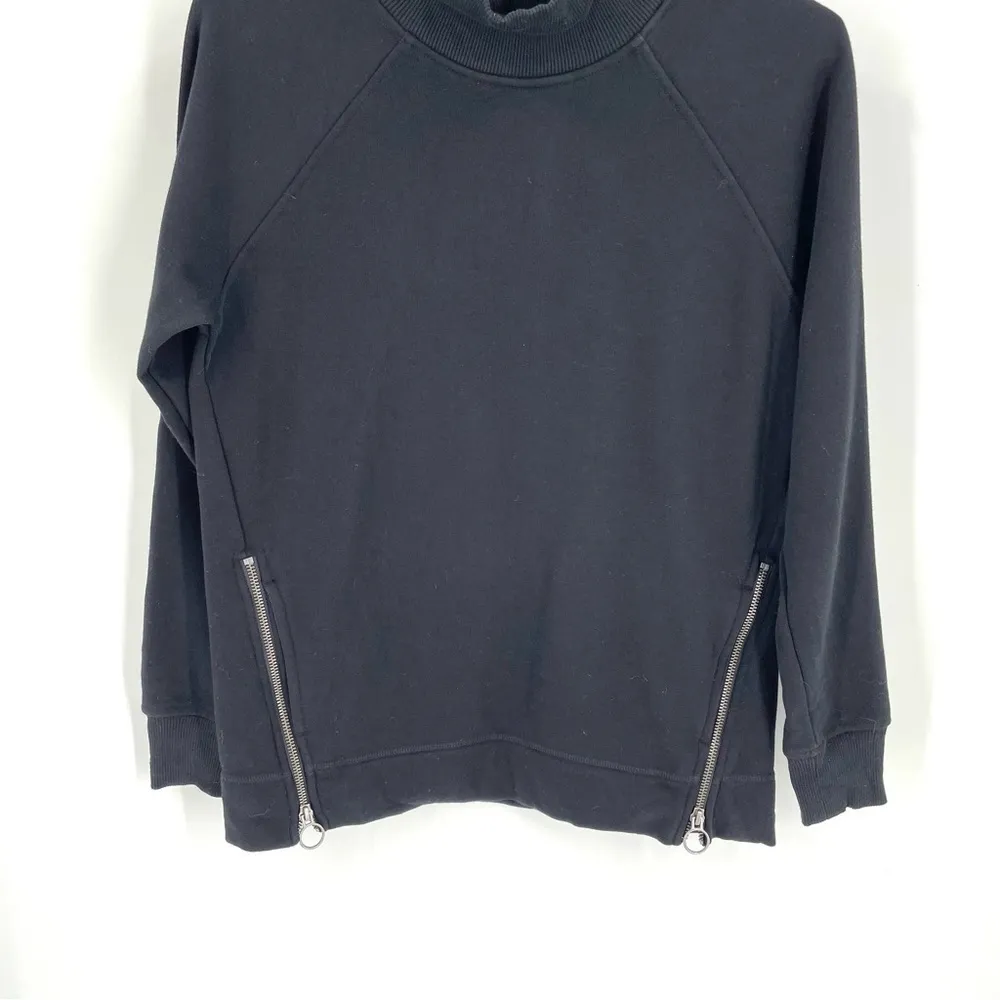 Athleta Cozy Karma Side Zip Black Funnel Neck Sweatshirt - Image 5