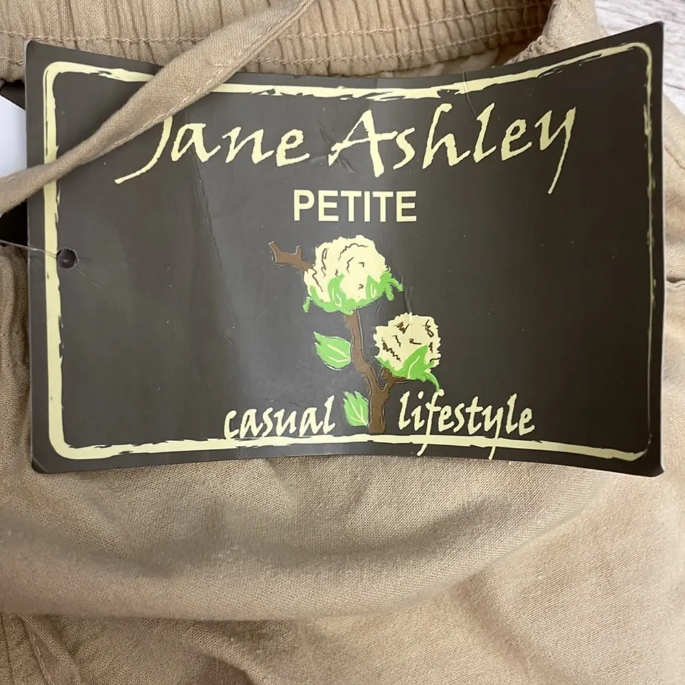 NWT  Tan 100% Cotton Pull On Elastic Drawstring Waist Pants Size PXL - Image 8