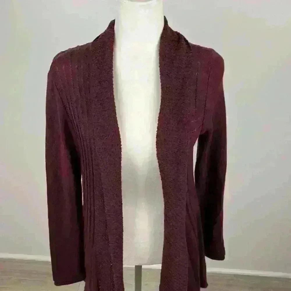 Notations Maroon Long Knit Cardigan Size M - Image 2