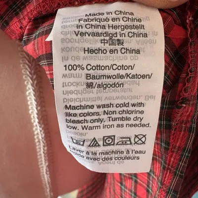 J. Crew Jewel Button Funnel Neck Red Plaid Popover Shirt Holiday Party‎ Size 6 - Image 8