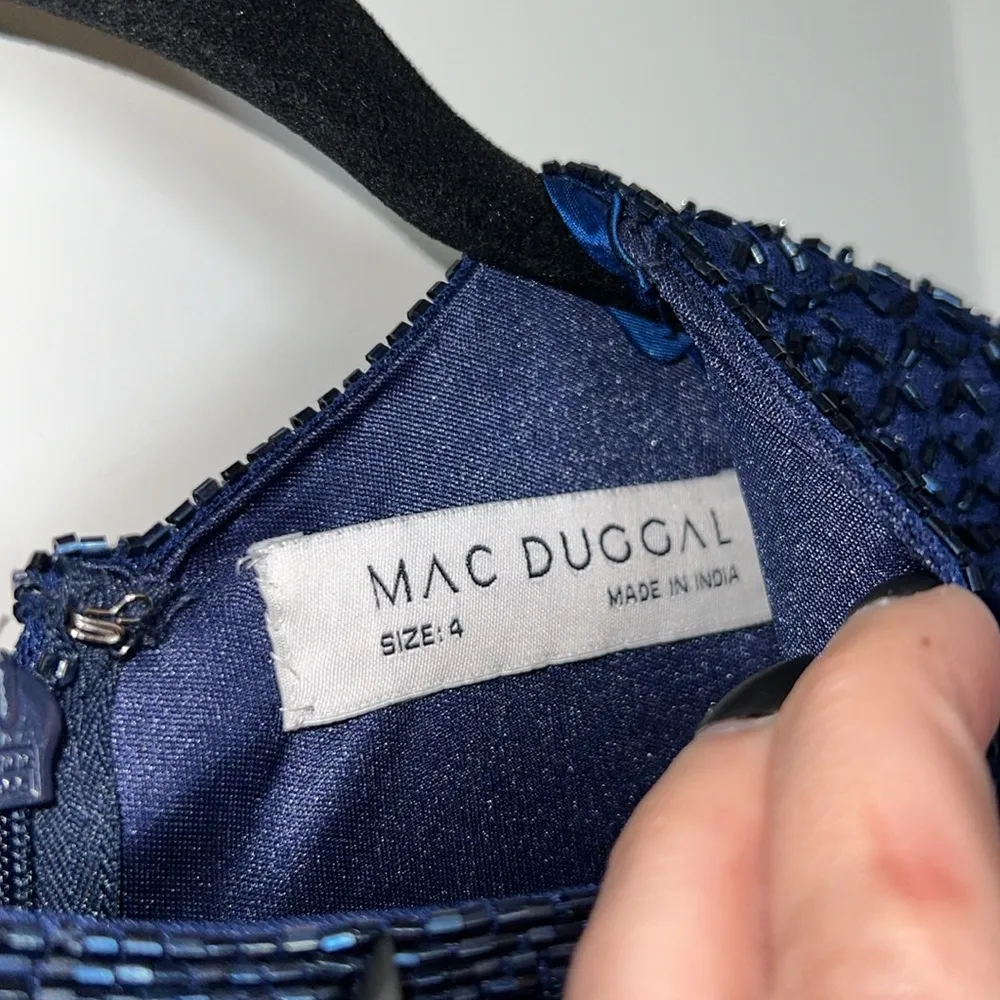 NWT Mac Duggal Beaded High Neck Long Sleeve Gown With Detailed Belt - 5056 - Image 5