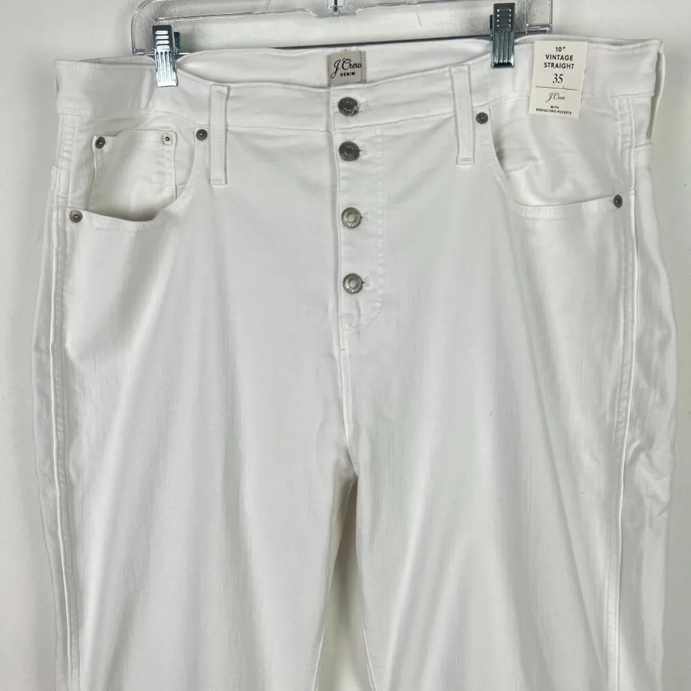 NWT J. Crew 10" Vintage Slim-Straight Jean in White Button Fly Size 35 NEW - Image 2