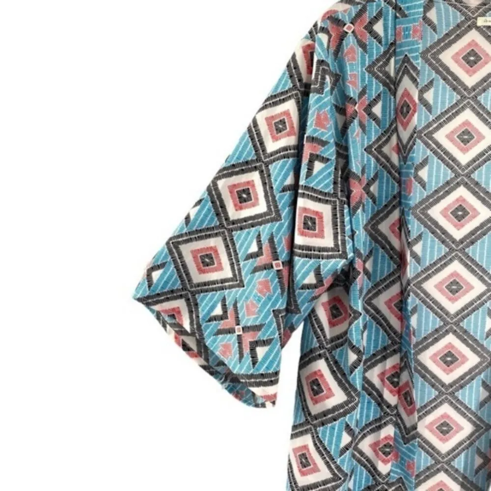Do Everything In Love Aztec Print Teal Kimono Coverup Southwestern - Image 4