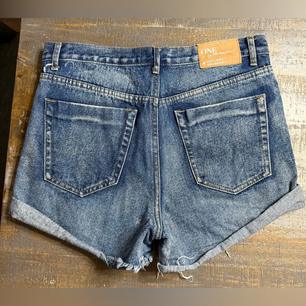One Teaspoon Blue Distressed Jean Shorts - Image 2