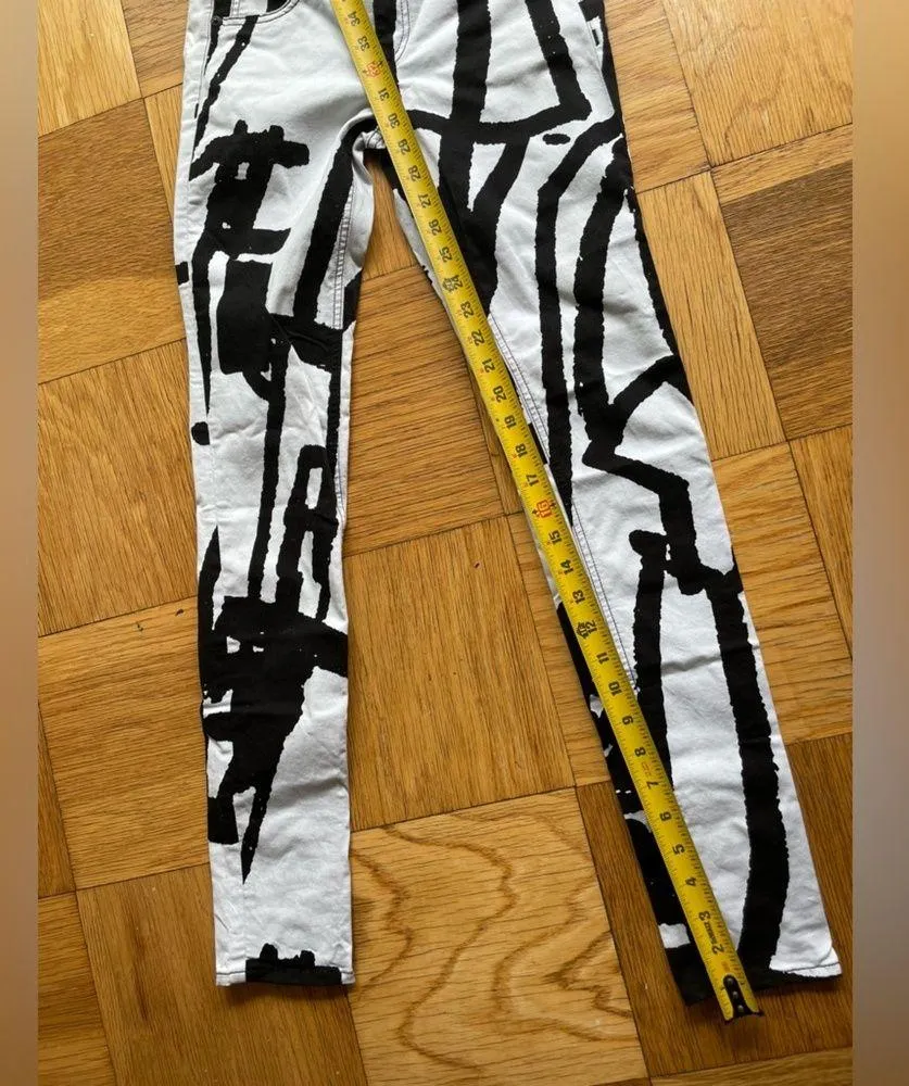 Rag & Bone black/white abstract graphic print mid rise skinny jeans size 26 - Image 9
