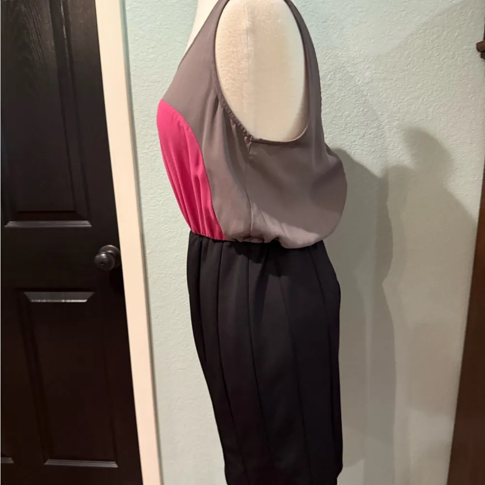 C. Luce Gray and Pink Ruched Sheath Dress - Image 2