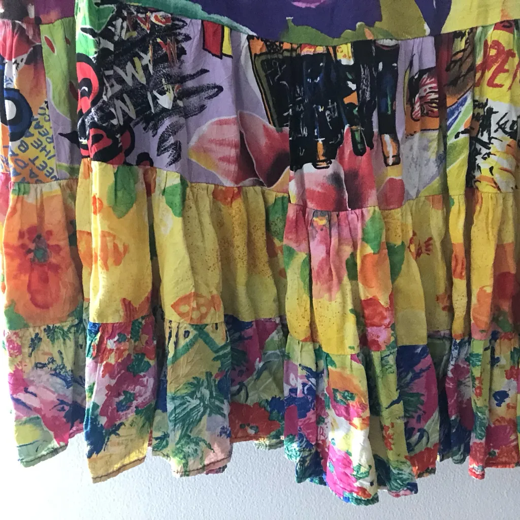 Vintage Jams World Hattie Tiered Mini Dress in Mixed Poppy Print Size Small - Image 11