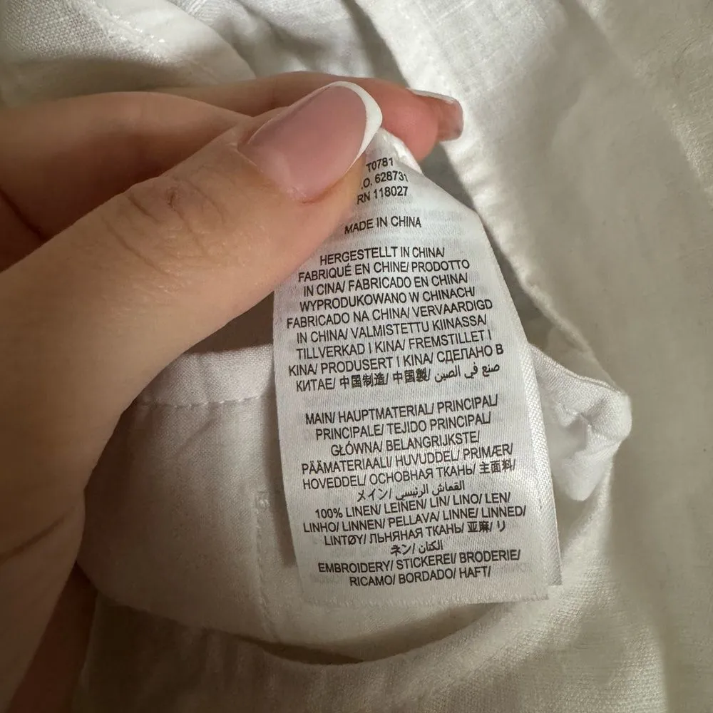 Boden Linen Romper Playsuit Sz 10 P White Moroccan Blue Applique Embroidered New - Image 9