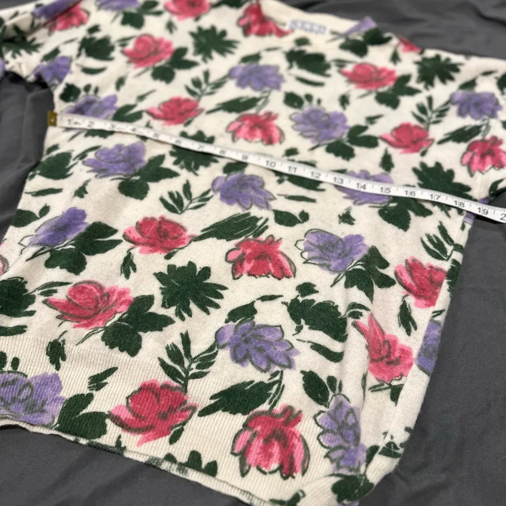 Vintage Nell Flowers by J.G. Hook Wool/ Angora Sz: M floral Pullover sweater. Pink Size M - Image 3