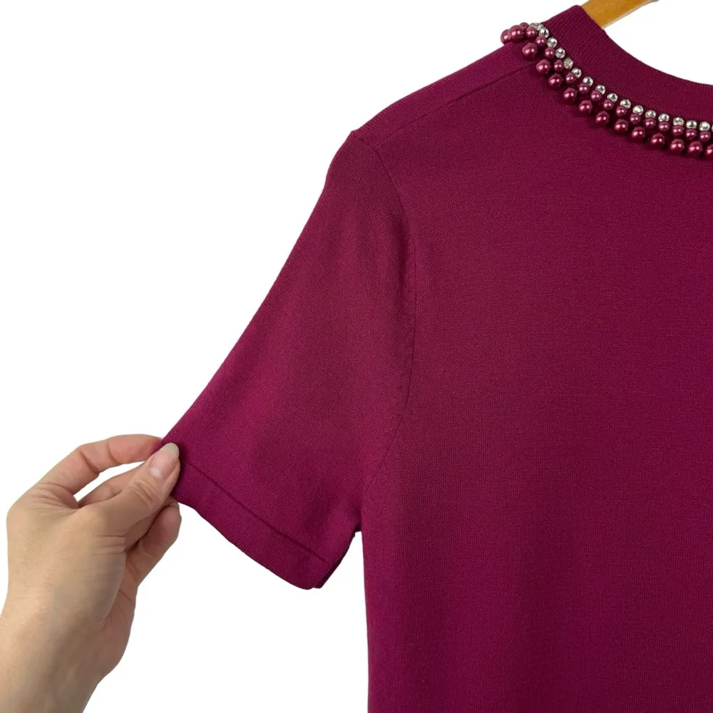 Weekend Max Mara Beaded Neckline Color Block Knit Shift Dress Size Medium - Image 9