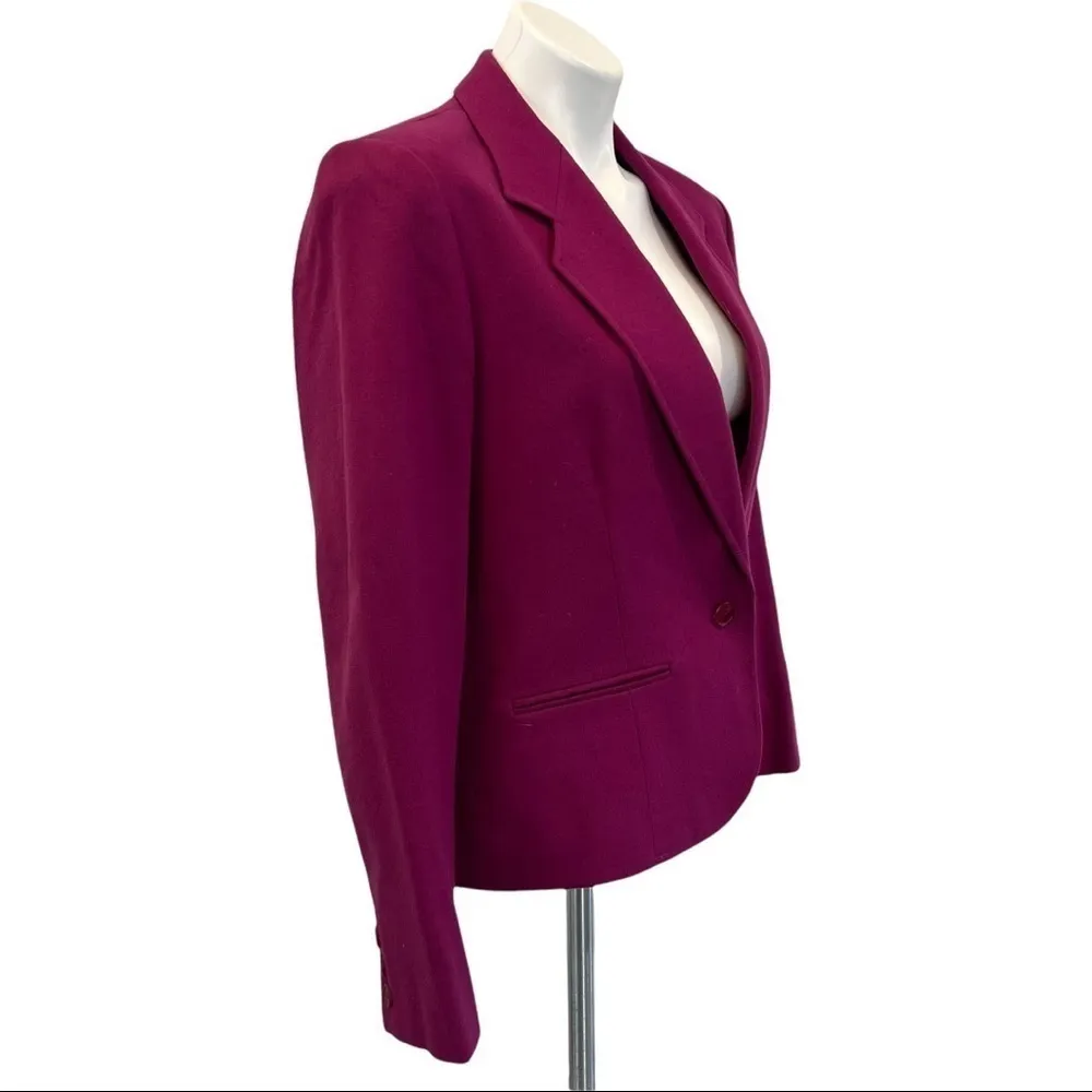 PENDLETON Vintage Wool Fuschia Single Breasted Blazer Size 12 - Image 3