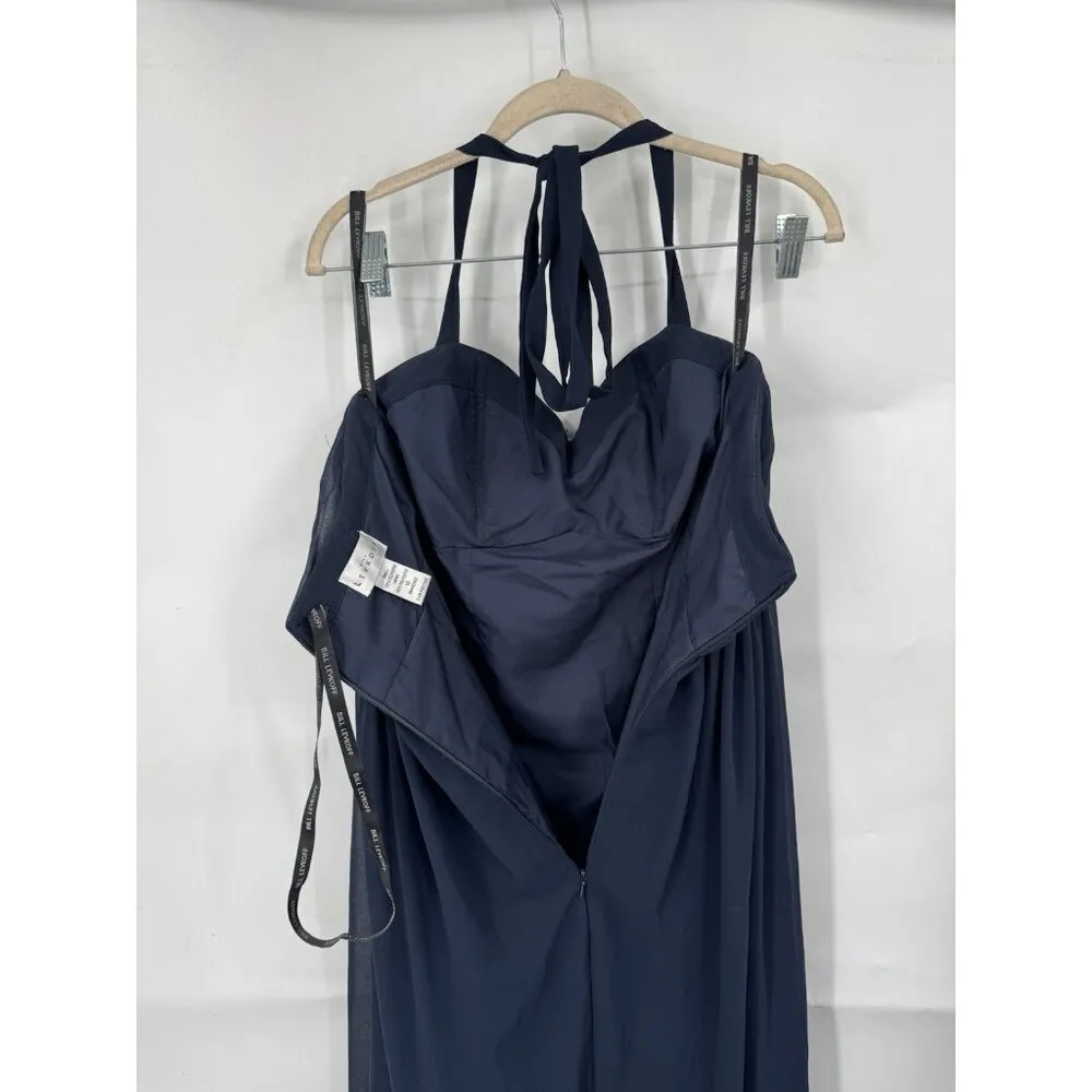Bill Levkoff Halter Neck Maxi Dress Women 10‎ Navy Blue Sweetheart Neck Formal - Image 5