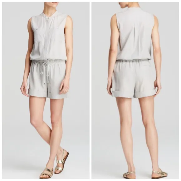 Vince  Gray Drawstring Romper - Image 2