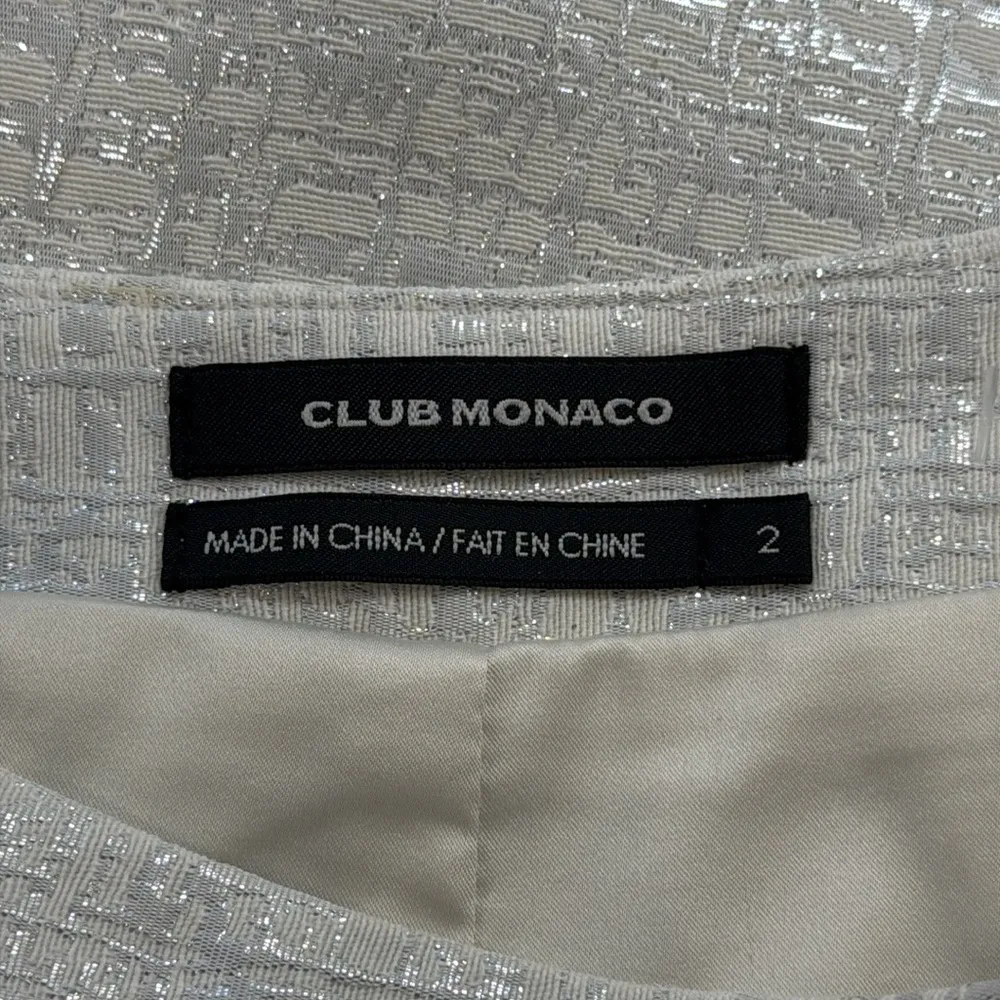 Club Monaco Cream Silver Metallic Pencil Skirt Size 2 - Image 5