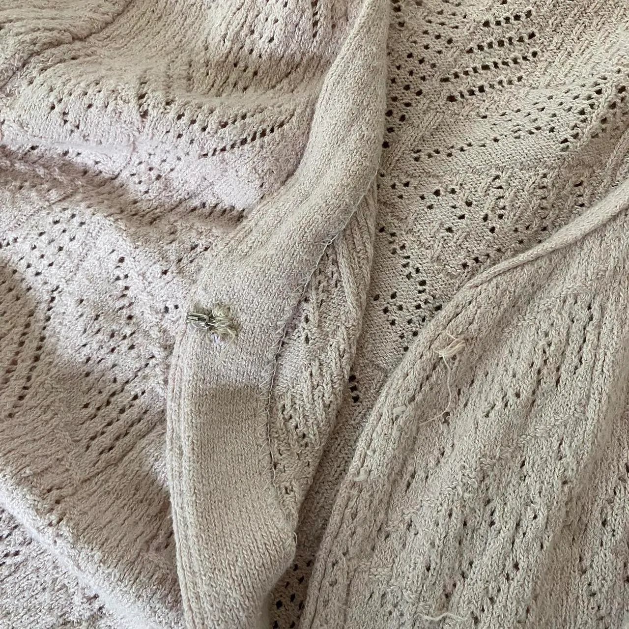 American Vintage Beige Long Sleeve Shawl Cropped Cardigan - Image 3