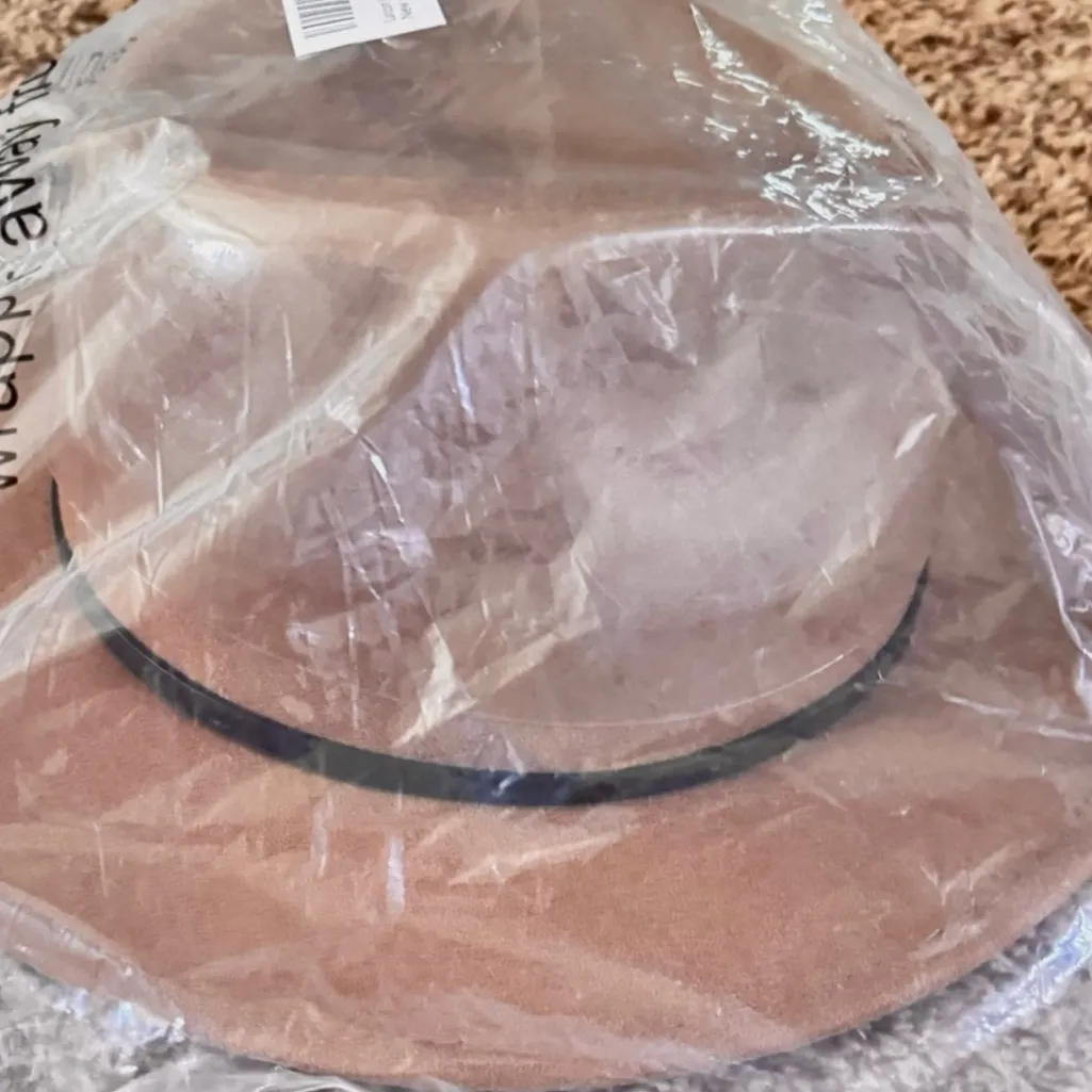 NWT Lanzom Retro Wide Brim Floppy Panama Hat Belt Buckle Wool Fedora Hat Brown - Image 4