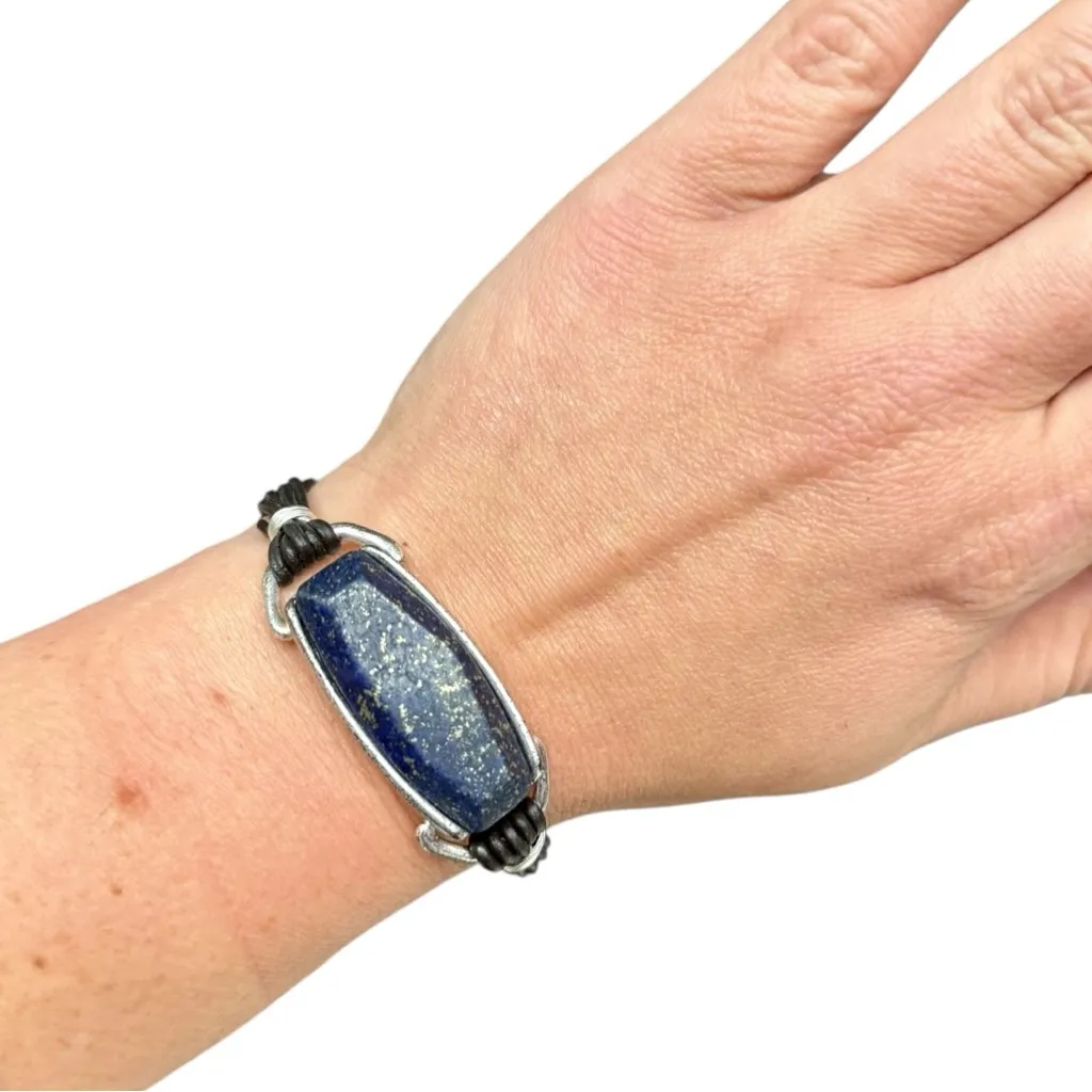 RLM Soho Lapis Gemstone Bracelet & Lia Sophia Teardrop Pendant Cord Necklace Set - Image 2