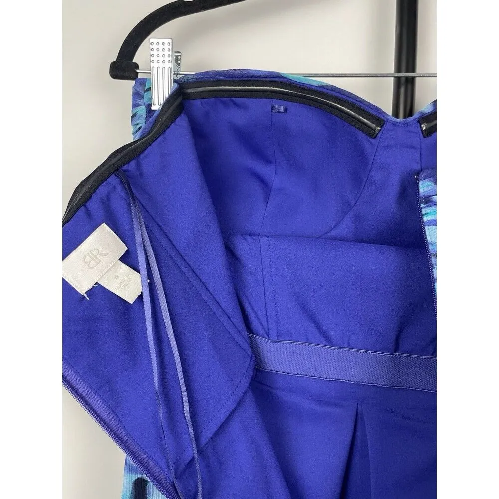 Banana Republic Blue Chiffon‎ 100% Silk Sweetheart Neck Strapless Dress Size 8 - Image 6