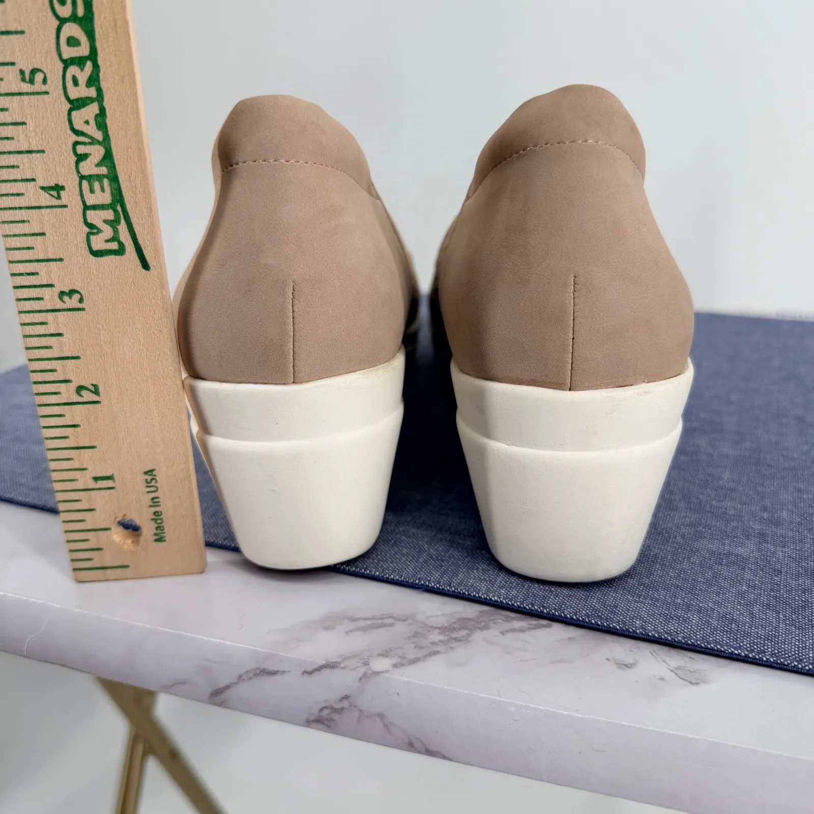 Naturalizer Sam 2 Women 11M Beige Perforated Wedge Ballet Flats Shoes Faux Suede - Image 4