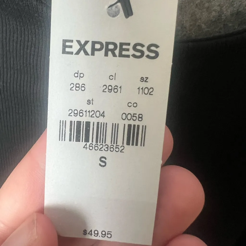 Express Woman Size Small Black Long Sleeve‎ body contour bodysuit stretch fit - Image 3