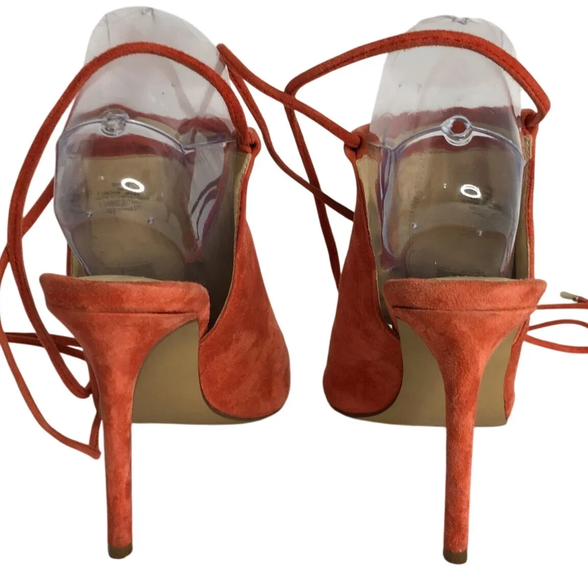 Steve Madden Sophie Orange Suede Peep Toe Lace Up Heels Women's Size 7 - Image 4