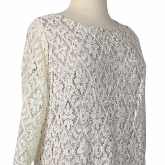 Eliza J New Cocktail Dress Ivory Cream Lace 3/4 Sleeve Shift Women’s Size 18W - Image 6