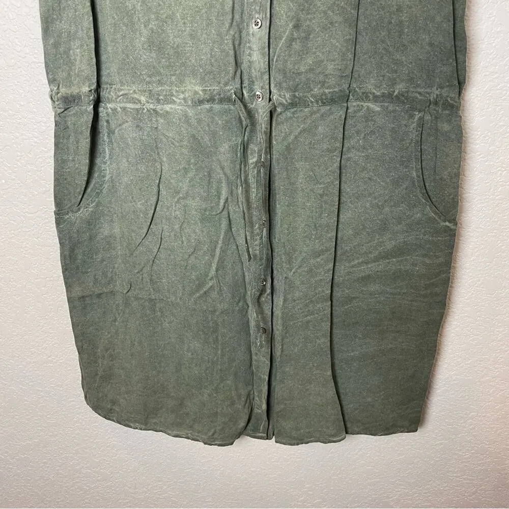 BNWT! JESSICA SIMPSON Green Sleeveless Button-Up Acid Wash Dress Size L - Image 7