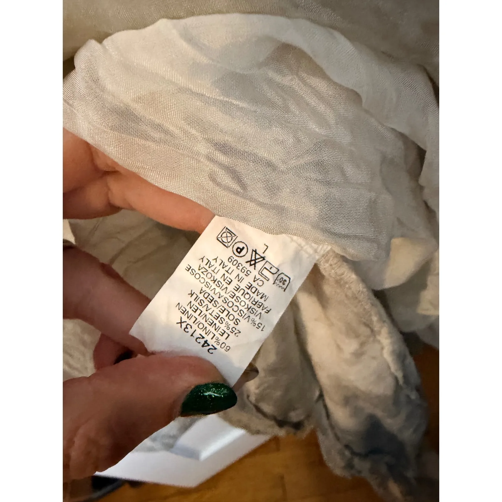 ANGELA MARA Tie Dye Linen Blend Tunic Dress Top Italy Lagenlook Tan Size L - Image 4